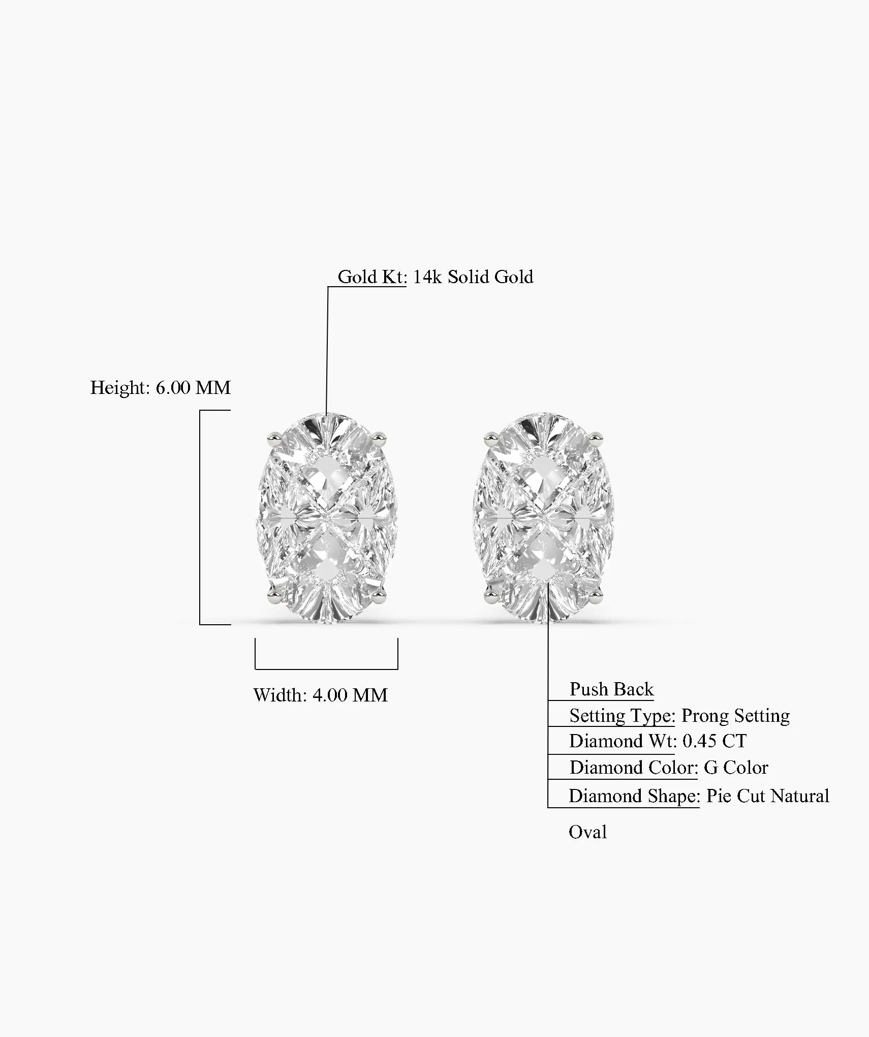 Oval Cut Moissanite Stud Earrings