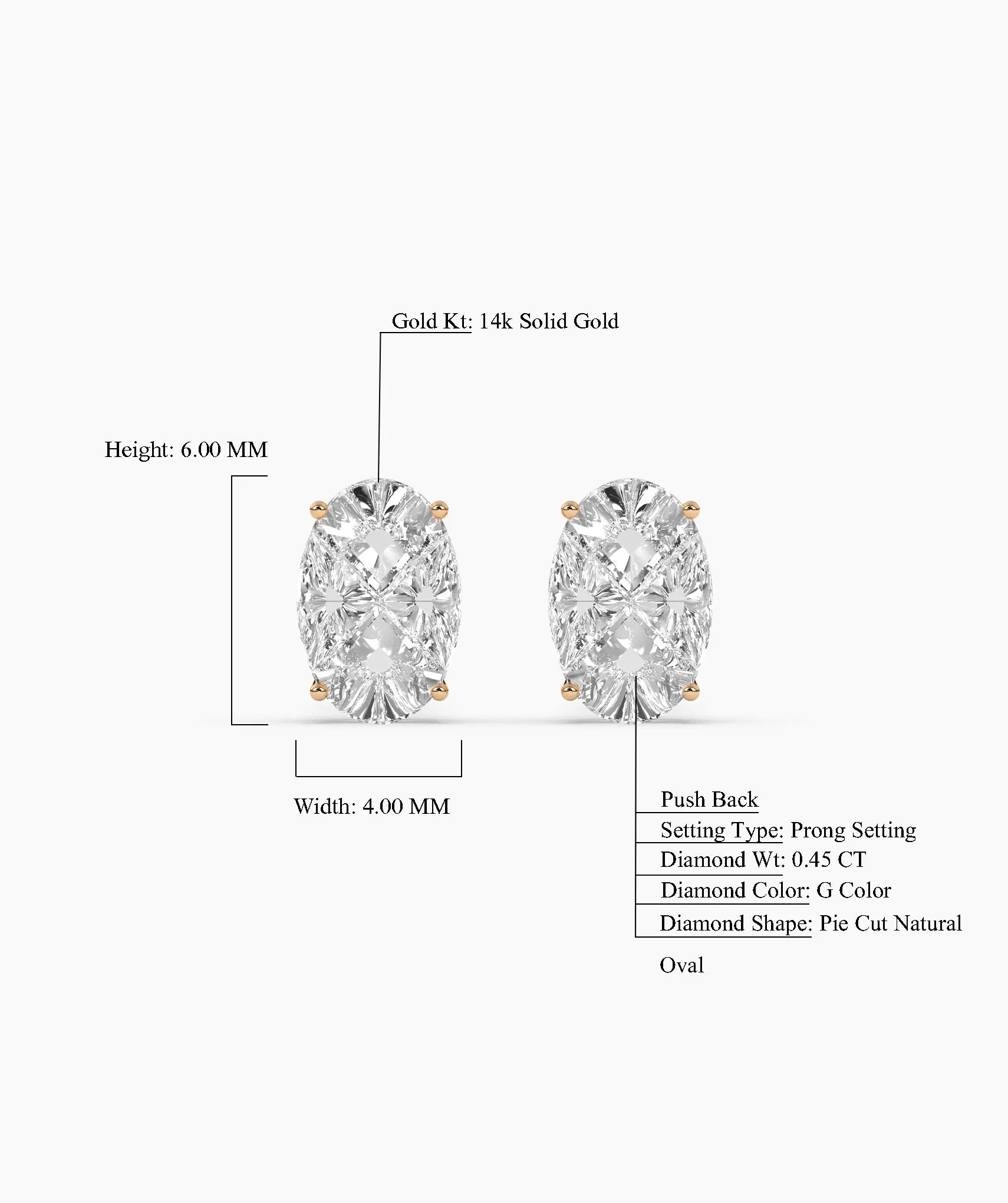 Oval Cut Moissanite Stud Earrings