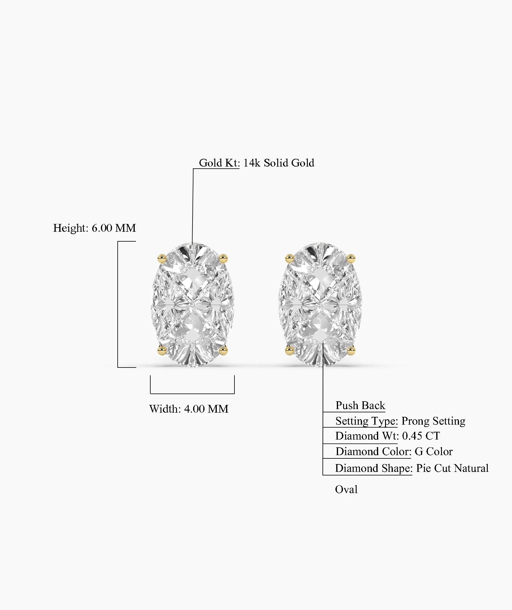 Oval Cut Moissanite Stud Earrings