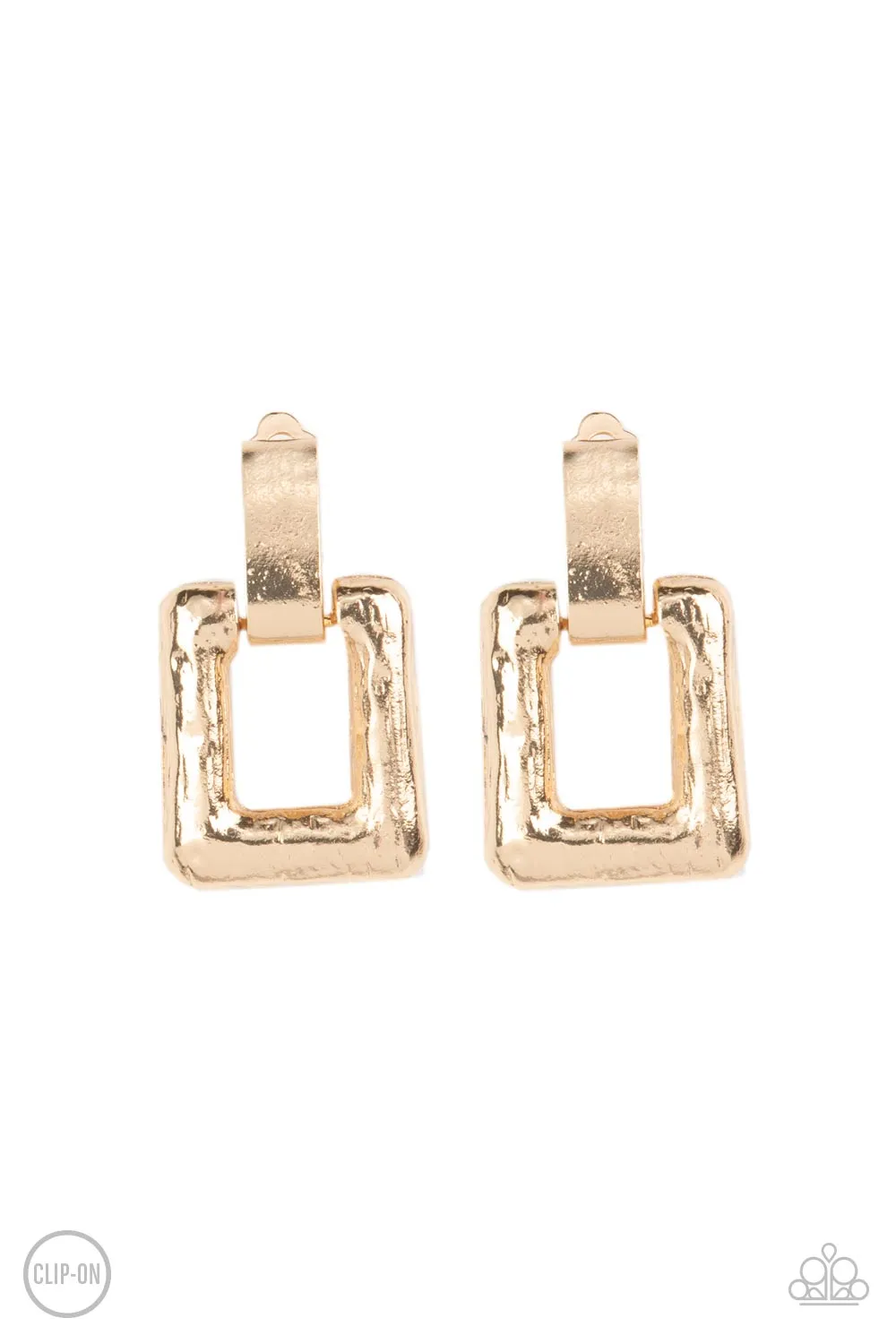 Paparazzi 15 Minutes of FRAME - Gold Clip-On Earrings