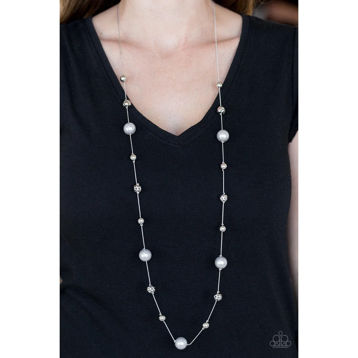 Paparazzi Eloquently Eloquent Silver Necklace & Earrings Set