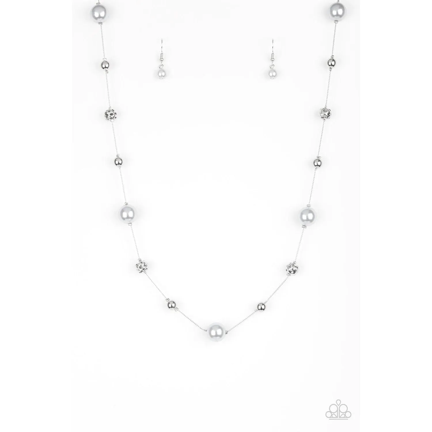 Paparazzi Eloquently Eloquent Silver Necklace & Earrings Set