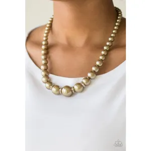 Paparazzi Party Pearls - Brass Necklace