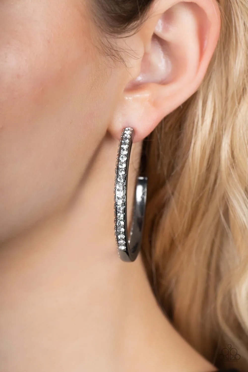 Paparazzi Powerhouse Precision - Black Hoop Earrings
