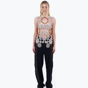 Patchwork Crochet And Crystal Top