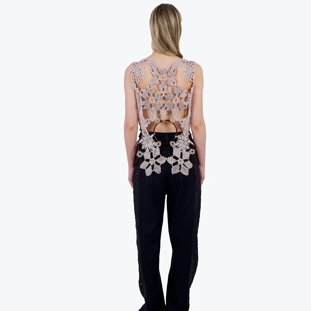 Patchwork Crochet And Crystal Top