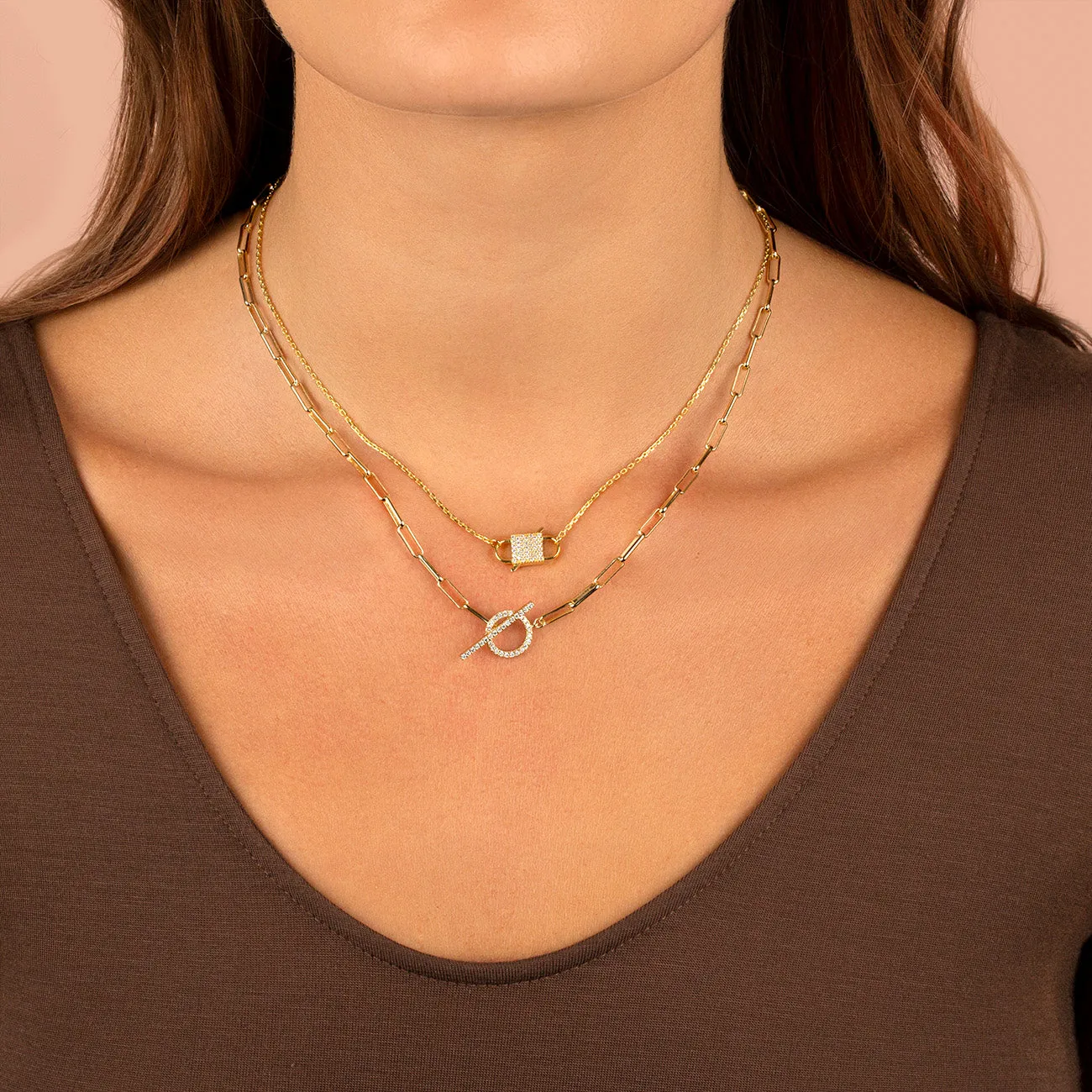 Pavé Toggle Link Necklace
