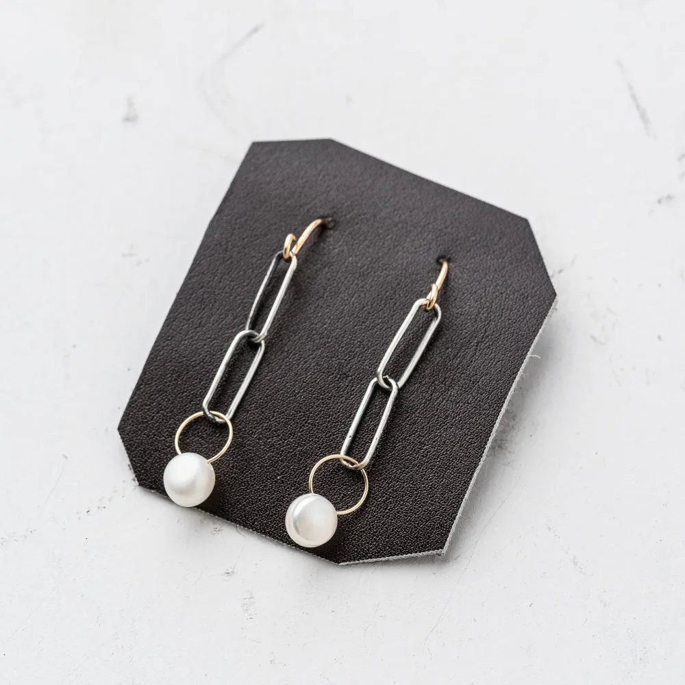 Pearl and Paperclip Earrings