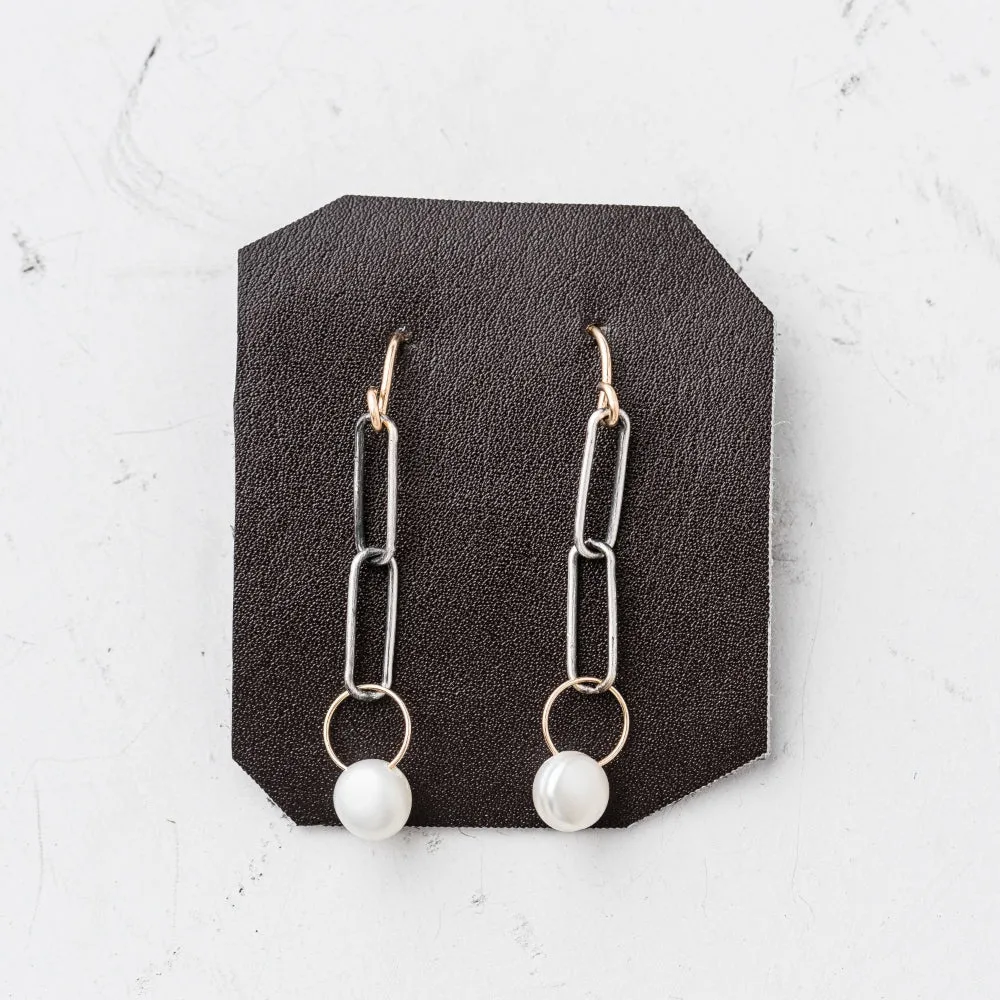 Pearl and Paperclip Earrings