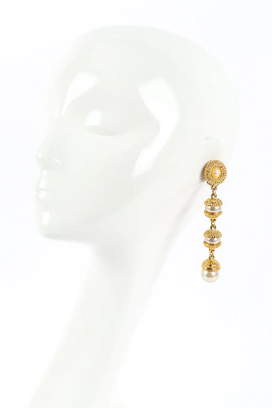 Pearl Barrel Drop Earrings