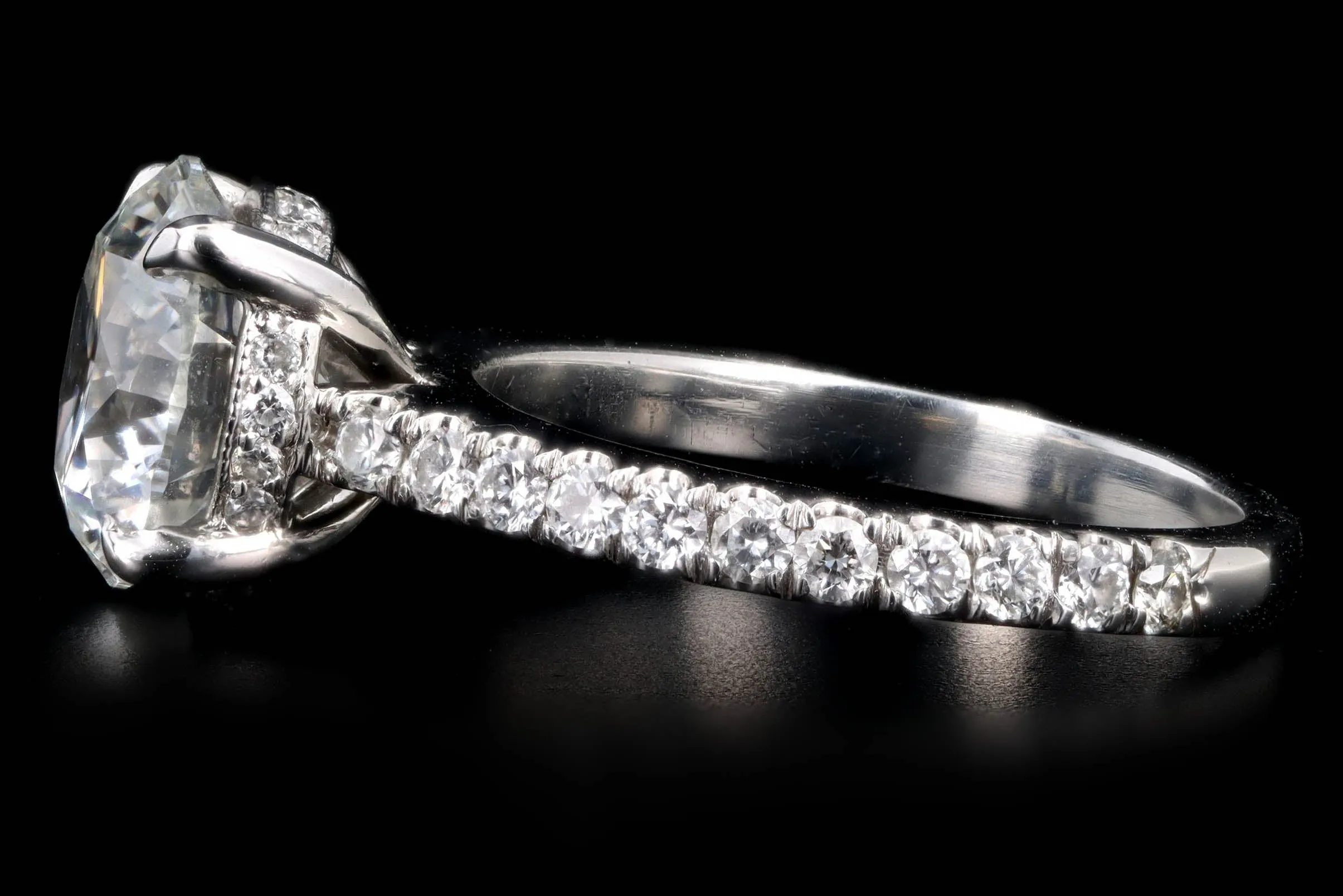 Platinum 3.24 Carat Round Brilliant Diamond Hidden Halo Engagement Ring GIA Certified