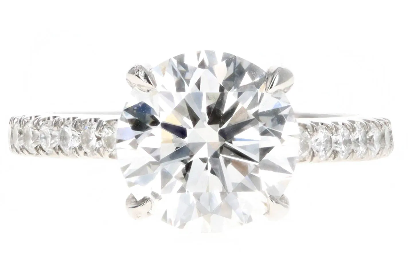 Platinum 3.24 Carat Round Brilliant Diamond Hidden Halo Engagement Ring GIA Certified