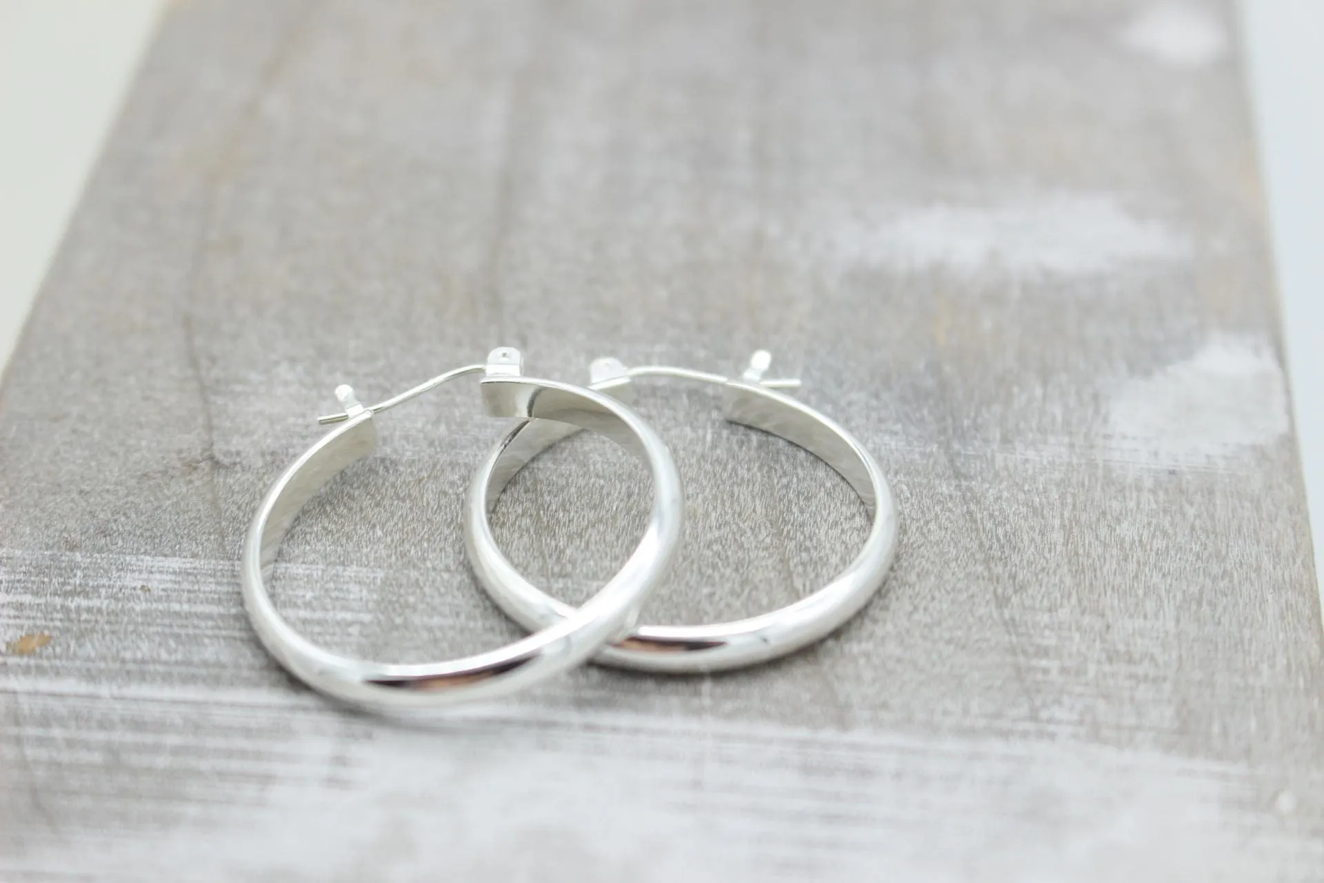 Polish 1 Inch Sterling Silver Hoop