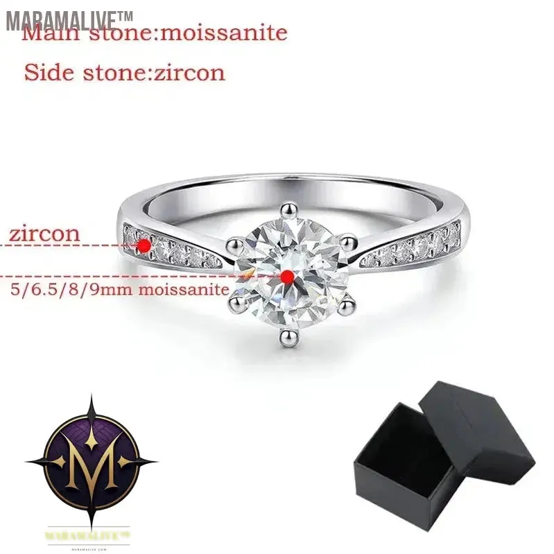 Real 0.5-3CT Moissanite Wedding Ring for Women Sterling Silver Round Brilliant Diamond Solitaire Engagement Rings Gift