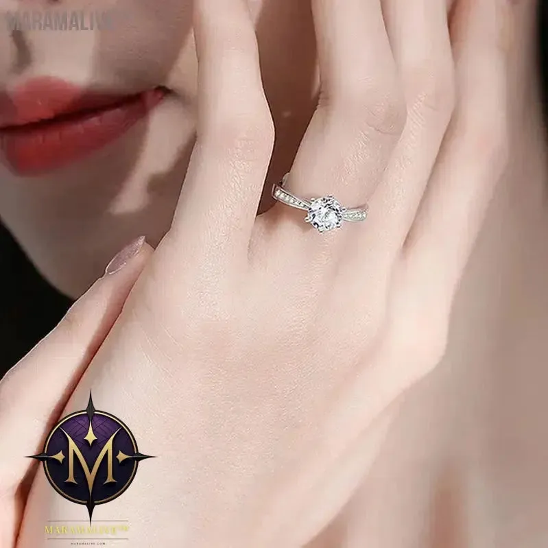 Real 0.5-3CT Moissanite Wedding Ring for Women Sterling Silver Round Brilliant Diamond Solitaire Engagement Rings Gift