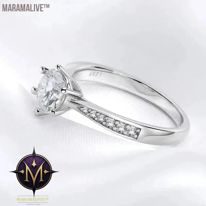 Real 0.5-3CT Moissanite Wedding Ring for Women Sterling Silver Round Brilliant Diamond Solitaire Engagement Rings Gift
