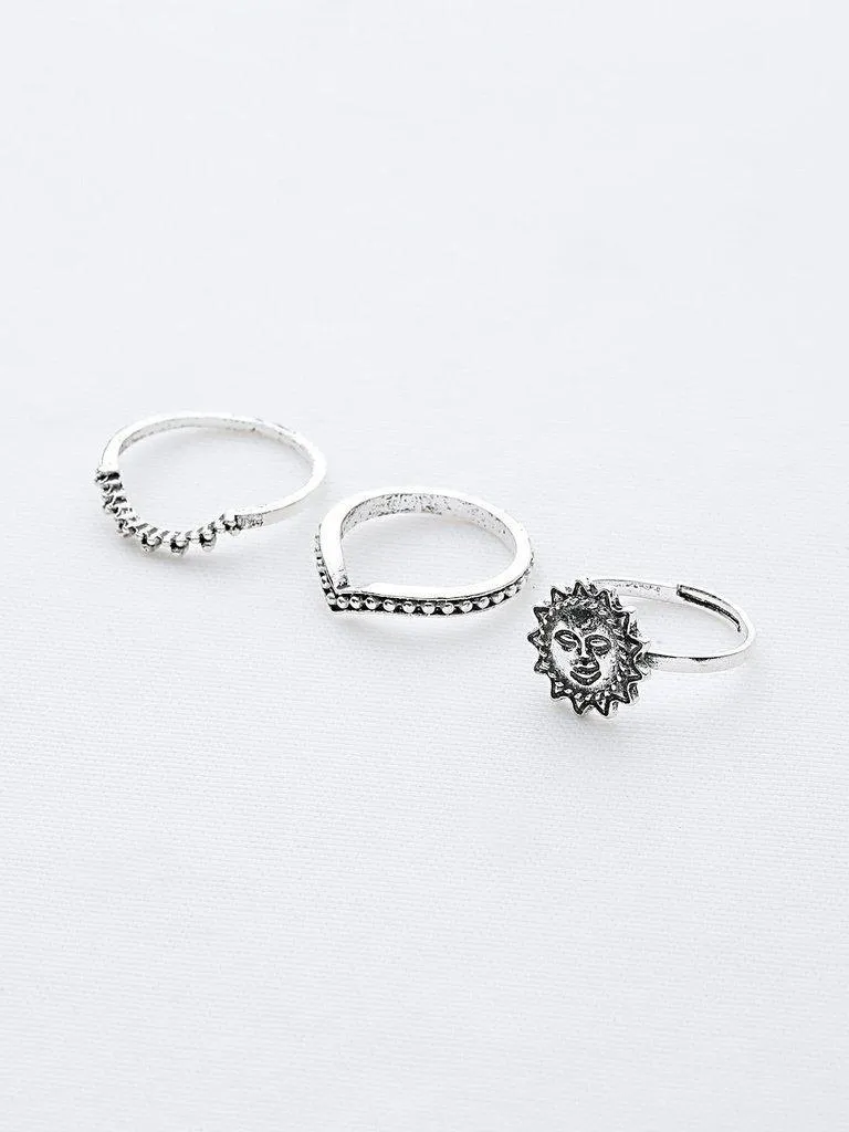 Red And White Turquoise Stone Vintage Rings Set