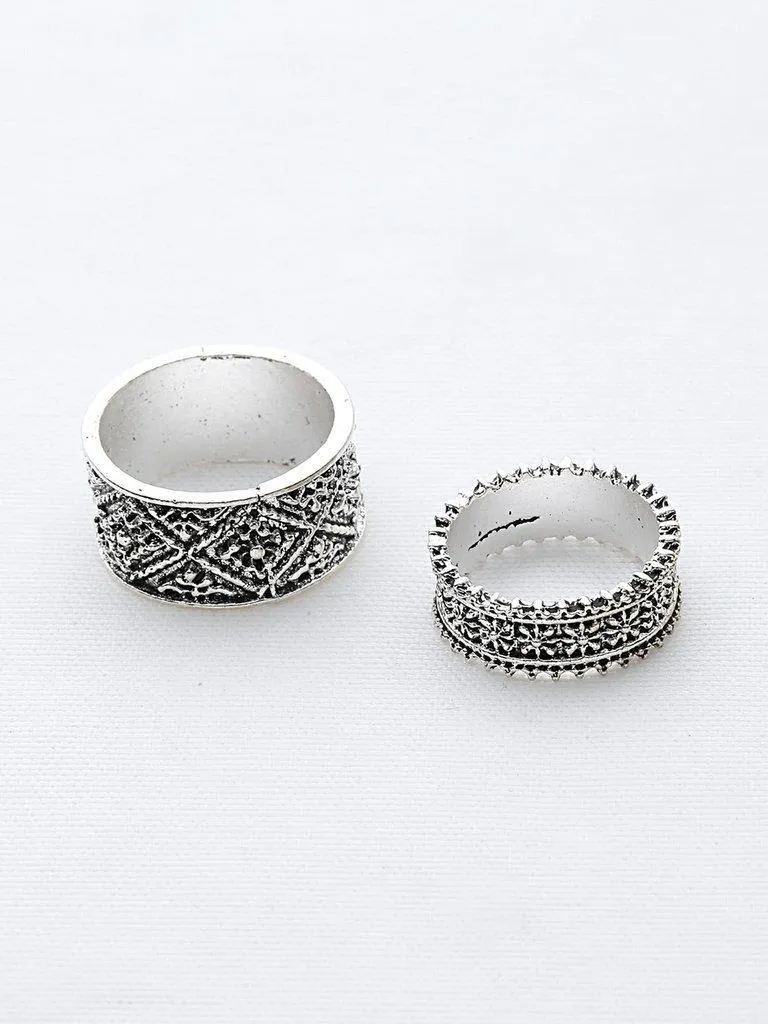 Red And White Turquoise Stone Vintage Rings Set