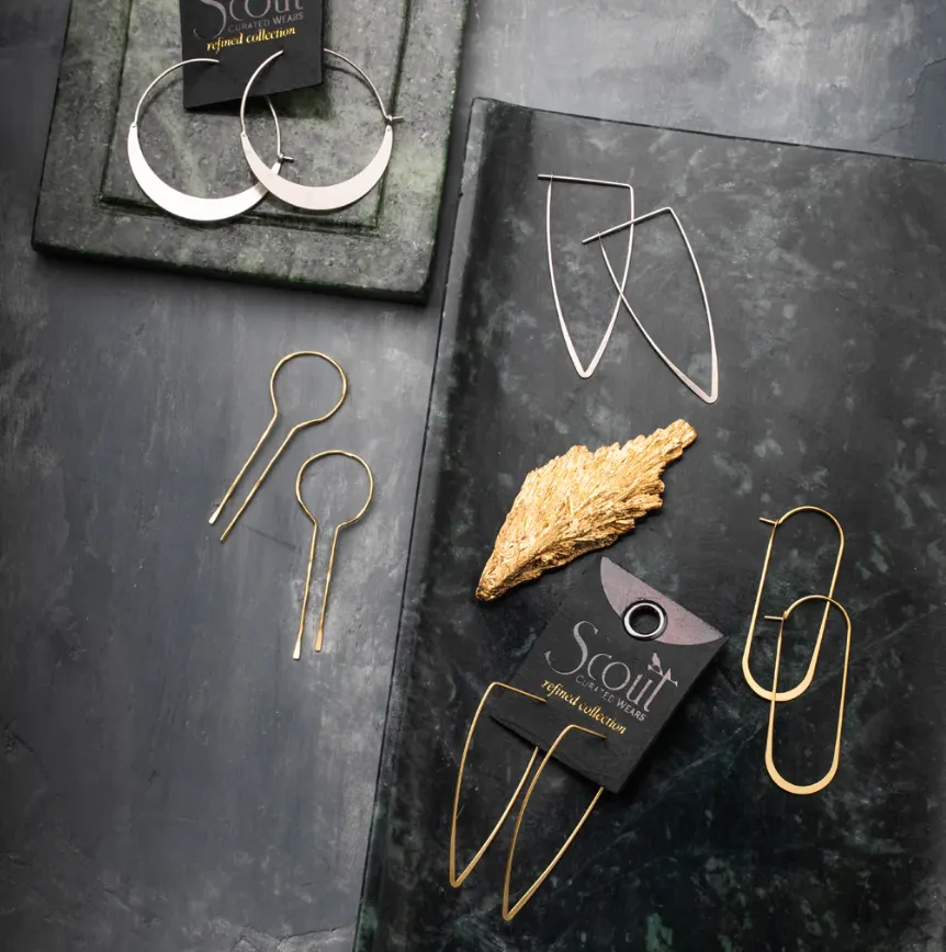Refined Earring Collection - Crescent Hoop/Sterling Silver