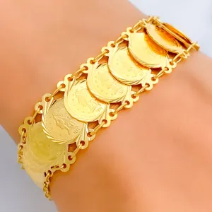 Refined Glamorous 21k Gold Coin Bracelet