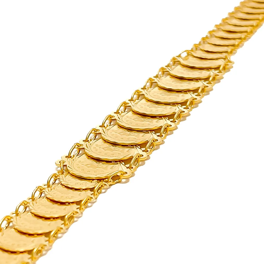 Refined Glamorous 21k Gold Coin Bracelet