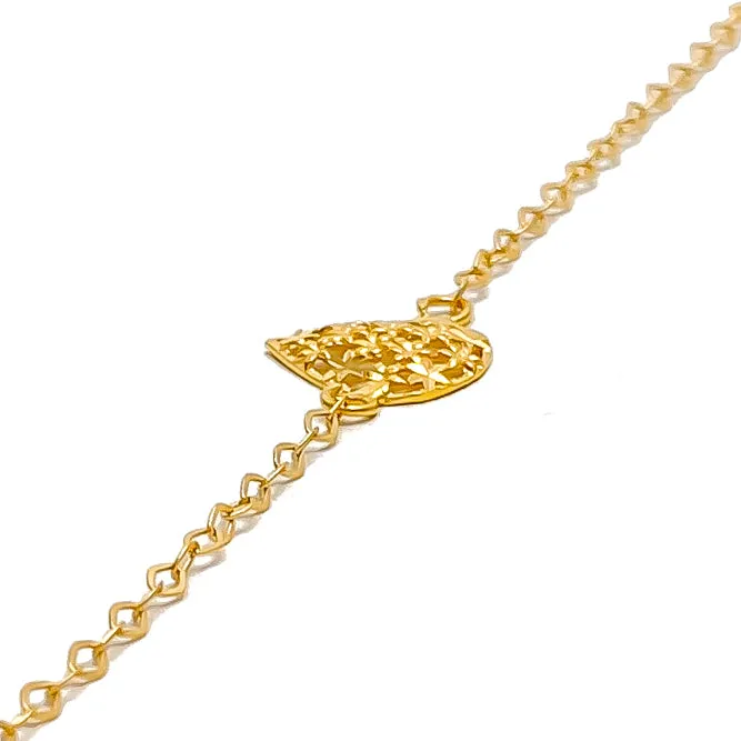 Refined Glamorous 21k Gold Drop Shaped Bracelet W / Matching Ring