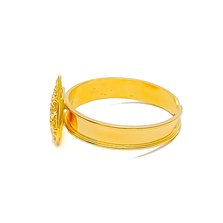 Refined Glamorous 21k Gold Drop Shaped Bracelet W / Matching Ring