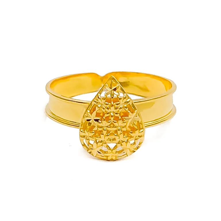 Refined Glamorous 21k Gold Drop Shaped Bracelet W / Matching Ring