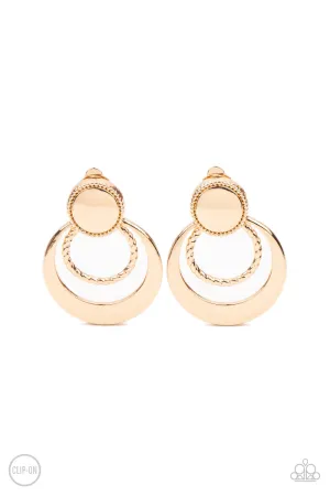 Refined Ruffles - Gold Clip-On Earrings