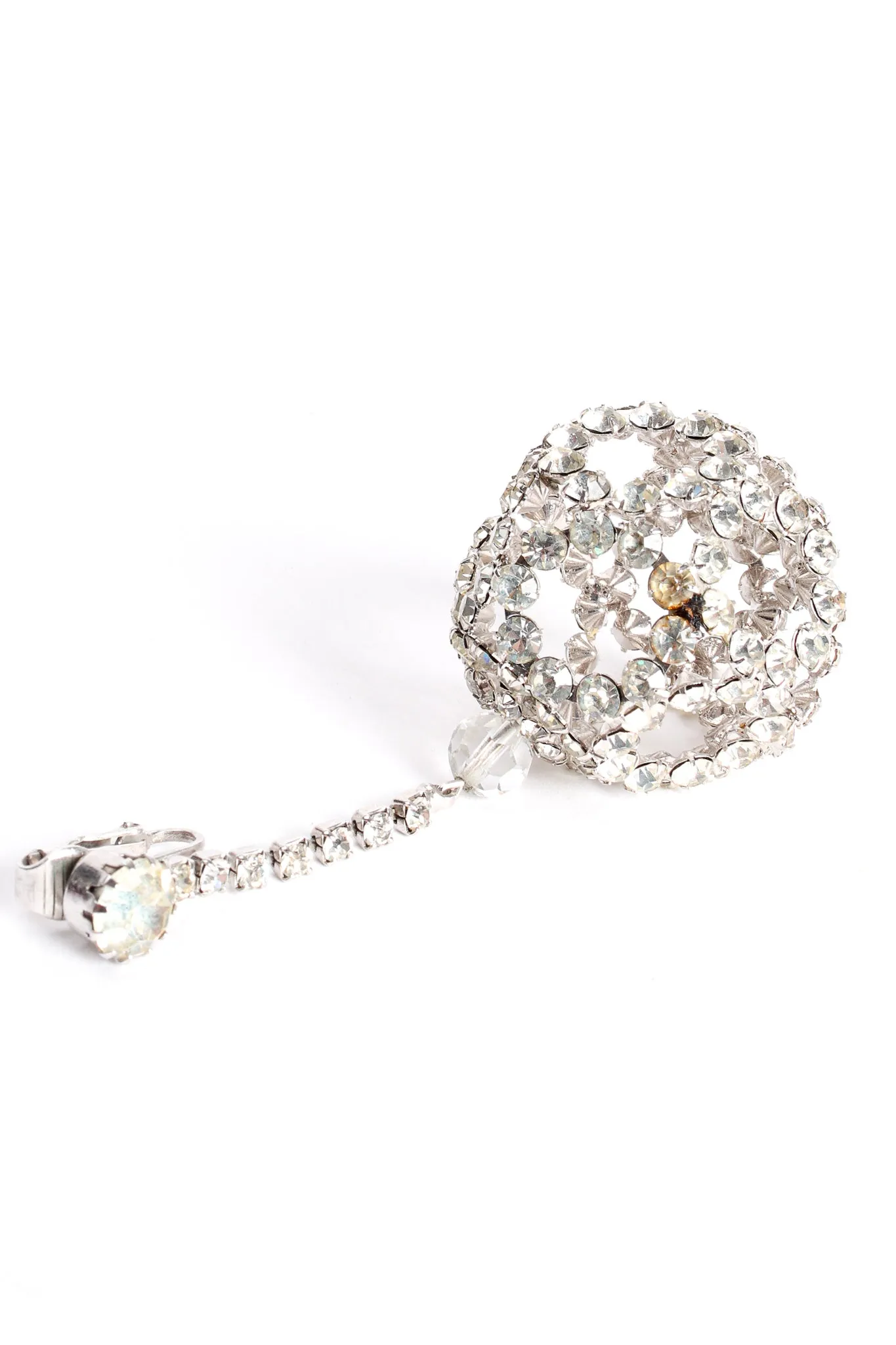 Rhinestone Cage Ball Drop Earrings