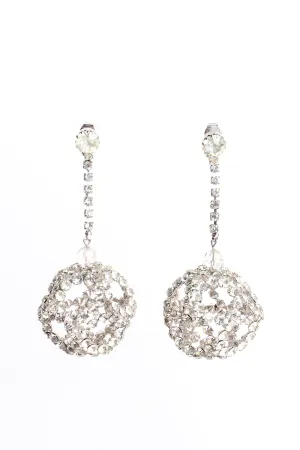 Rhinestone Cage Ball Drop Earrings