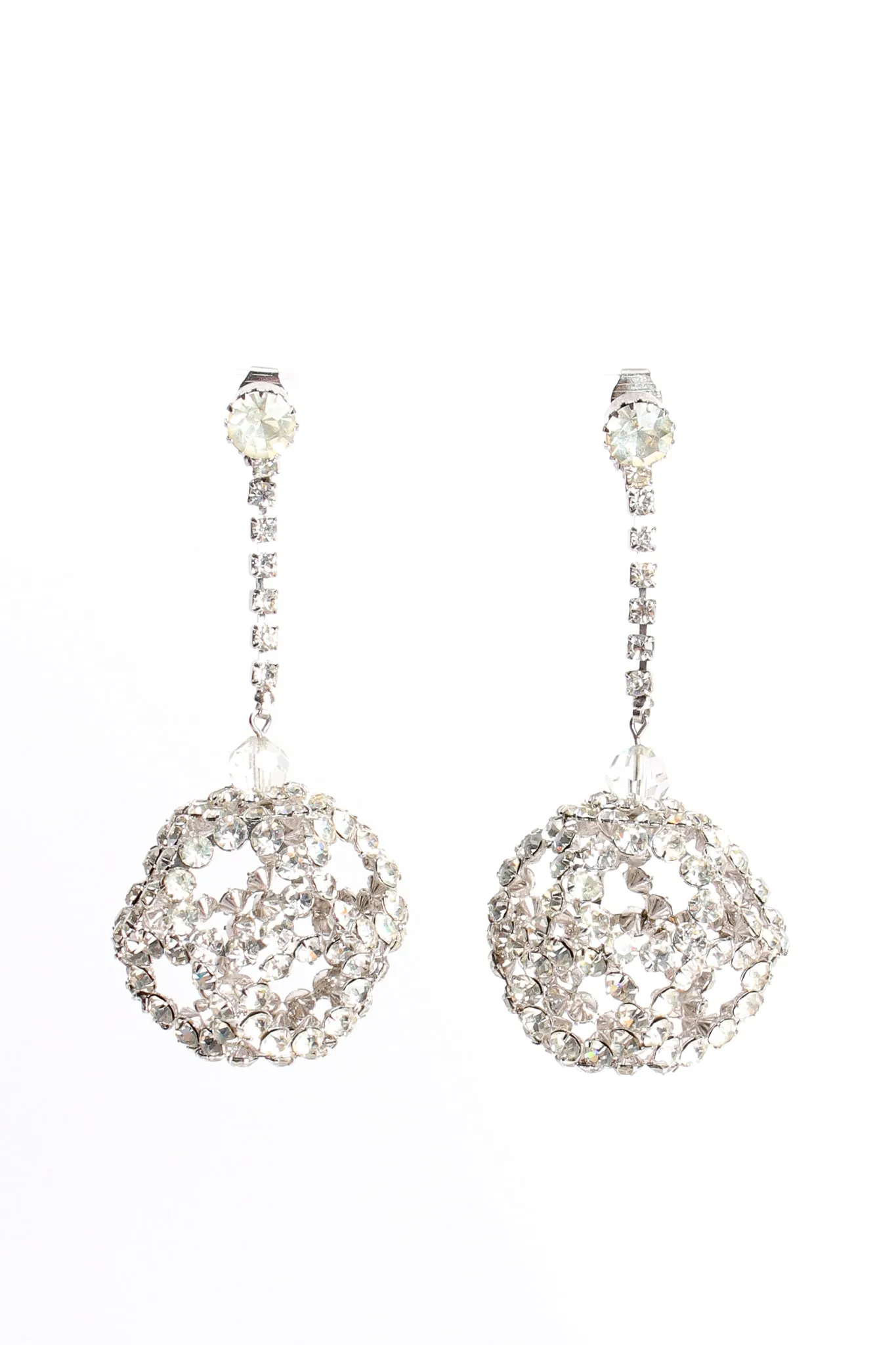 Rhinestone Cage Ball Drop Earrings