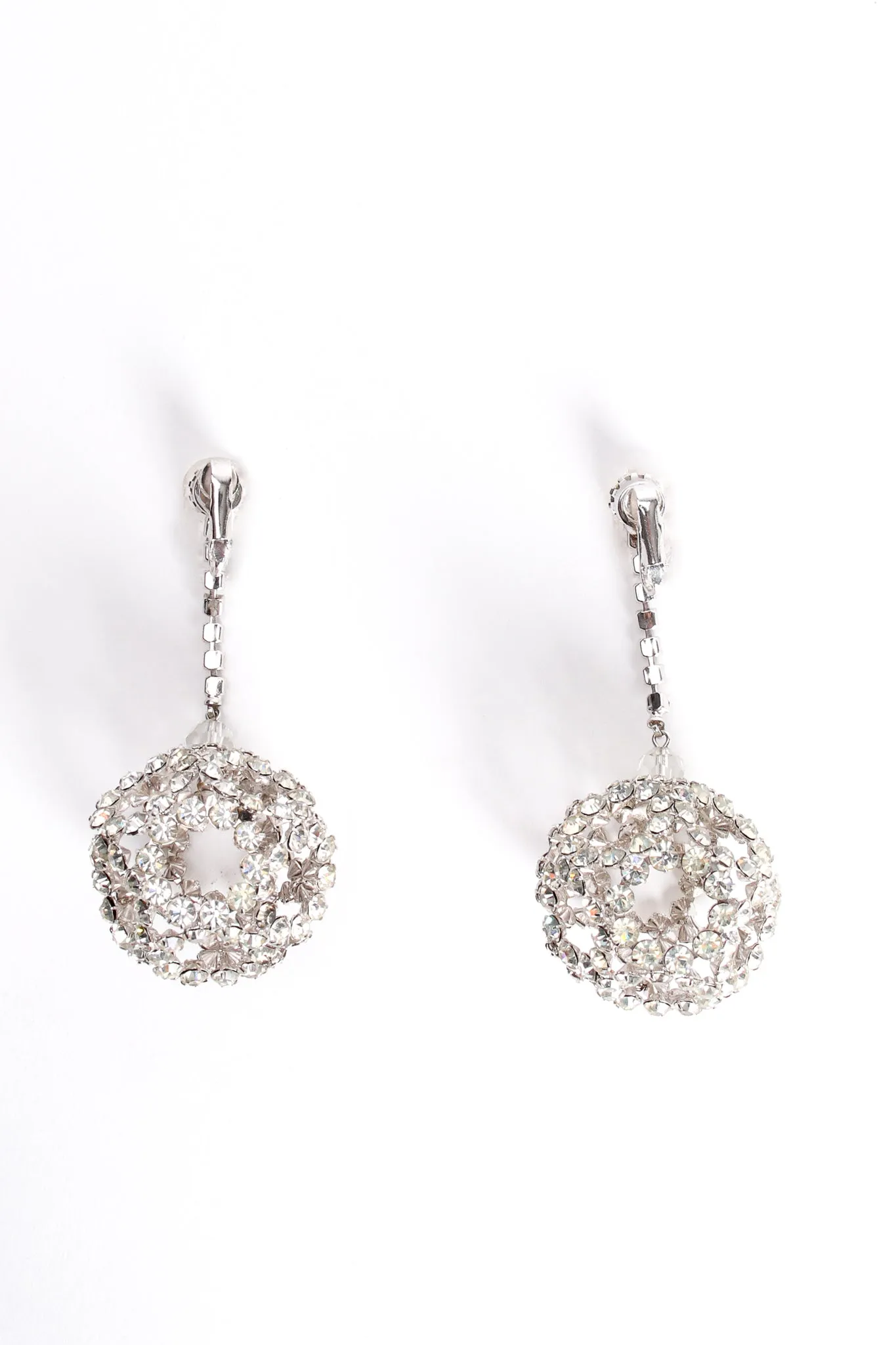 Rhinestone Cage Ball Drop Earrings