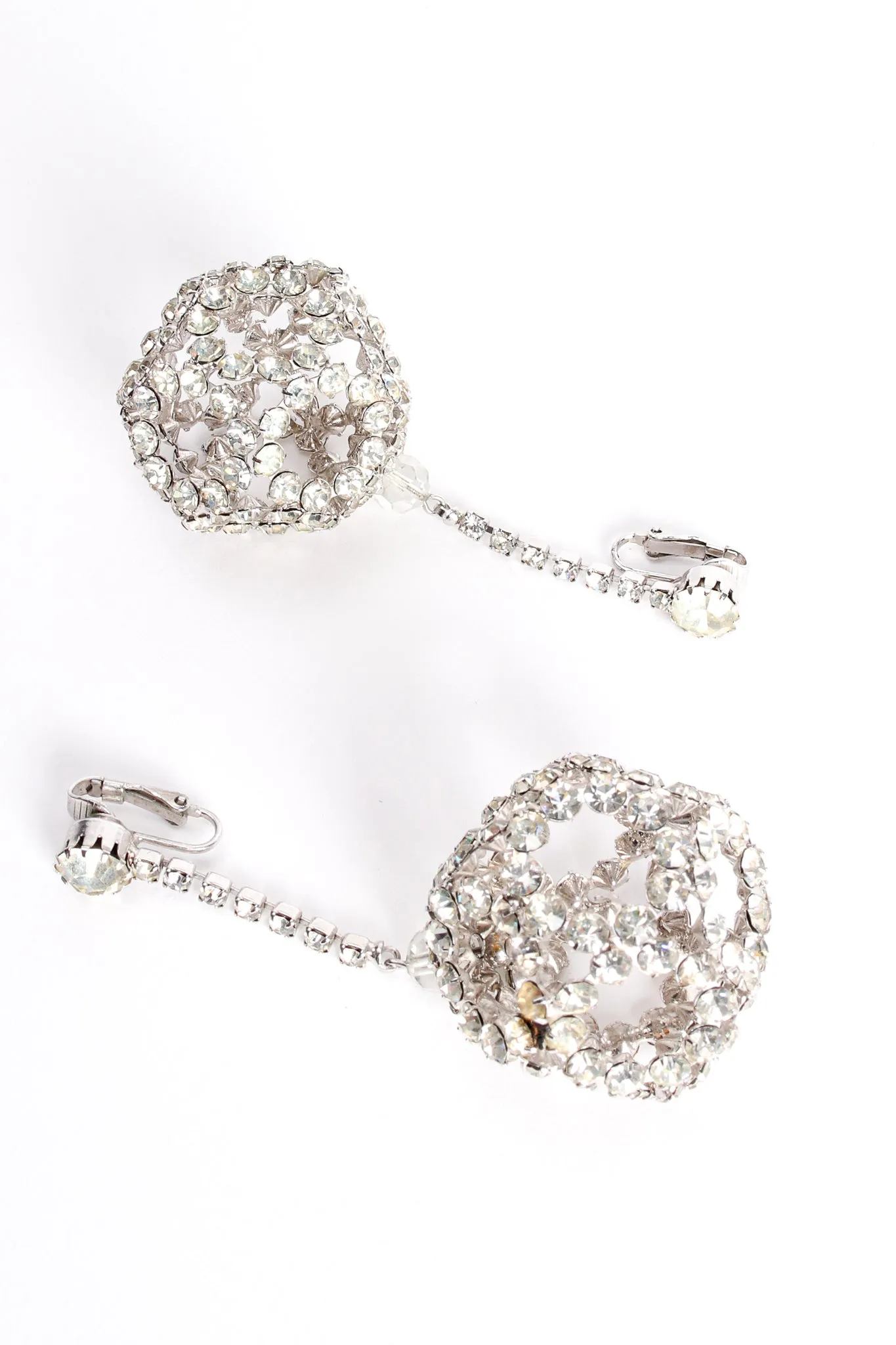 Rhinestone Cage Ball Drop Earrings