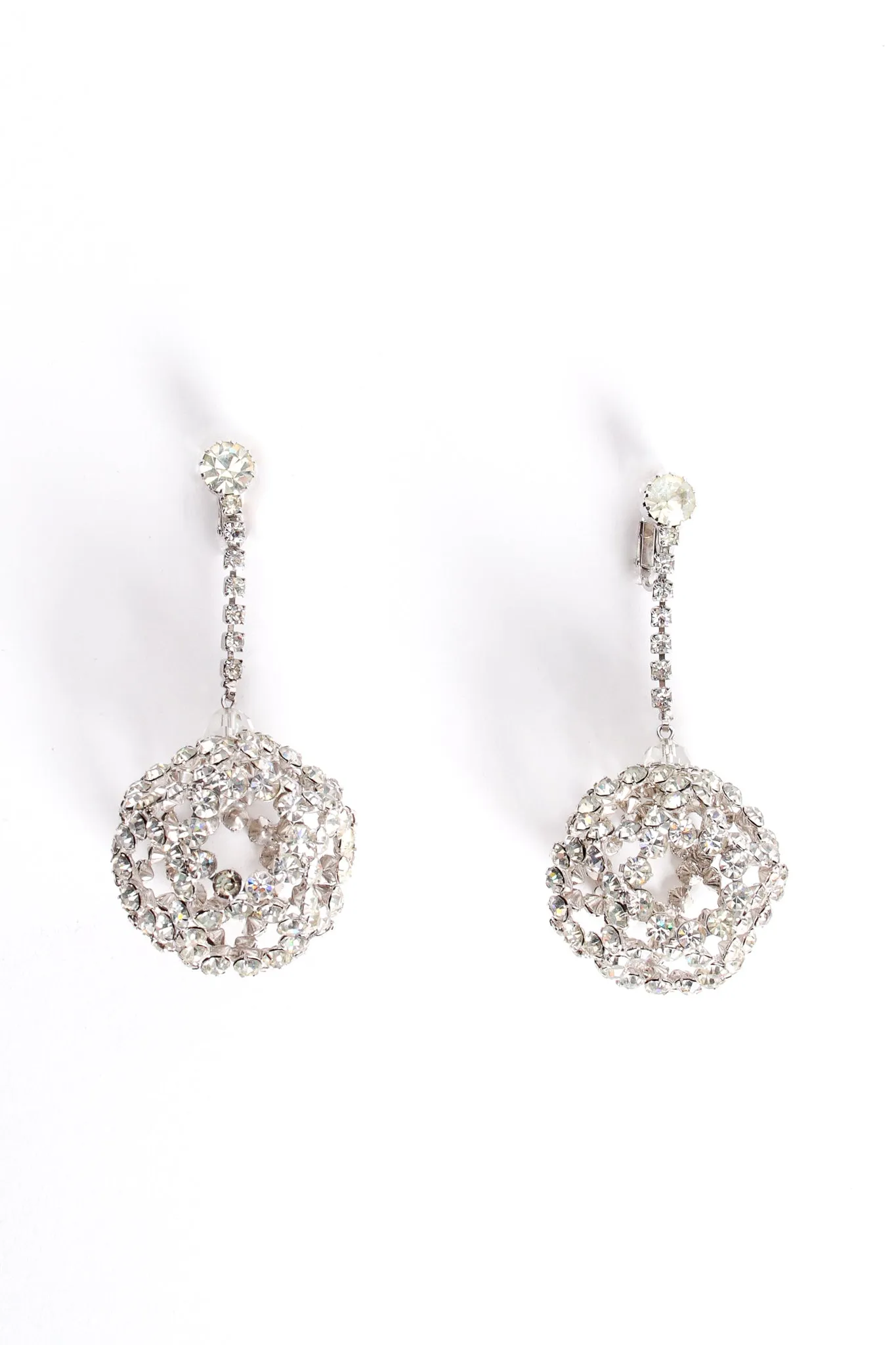 Rhinestone Cage Ball Drop Earrings