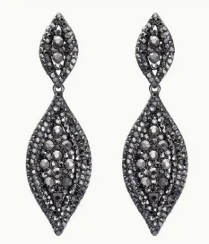 Rhinestone Earrings with Double Leaf Pendant