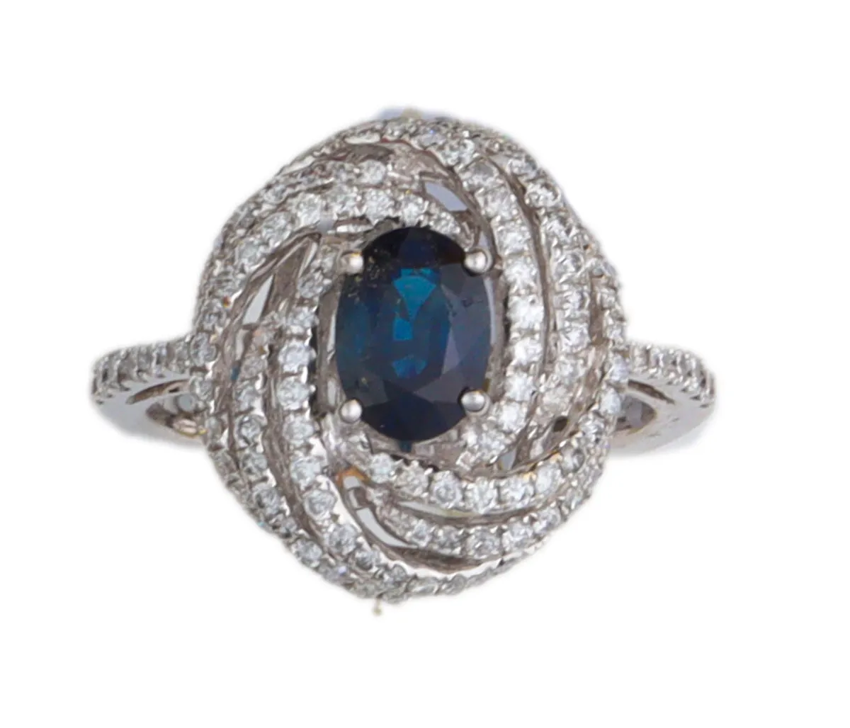 Rich 1 Carat Sapphire Ring with 2/3 carats of diamonds.