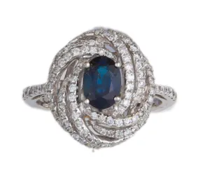 Rich 1 Carat Sapphire Ring with 2/3 carats of diamonds.