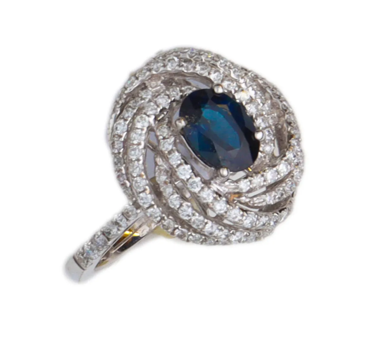 Rich 1 Carat Sapphire Ring with 2/3 carats of diamonds.