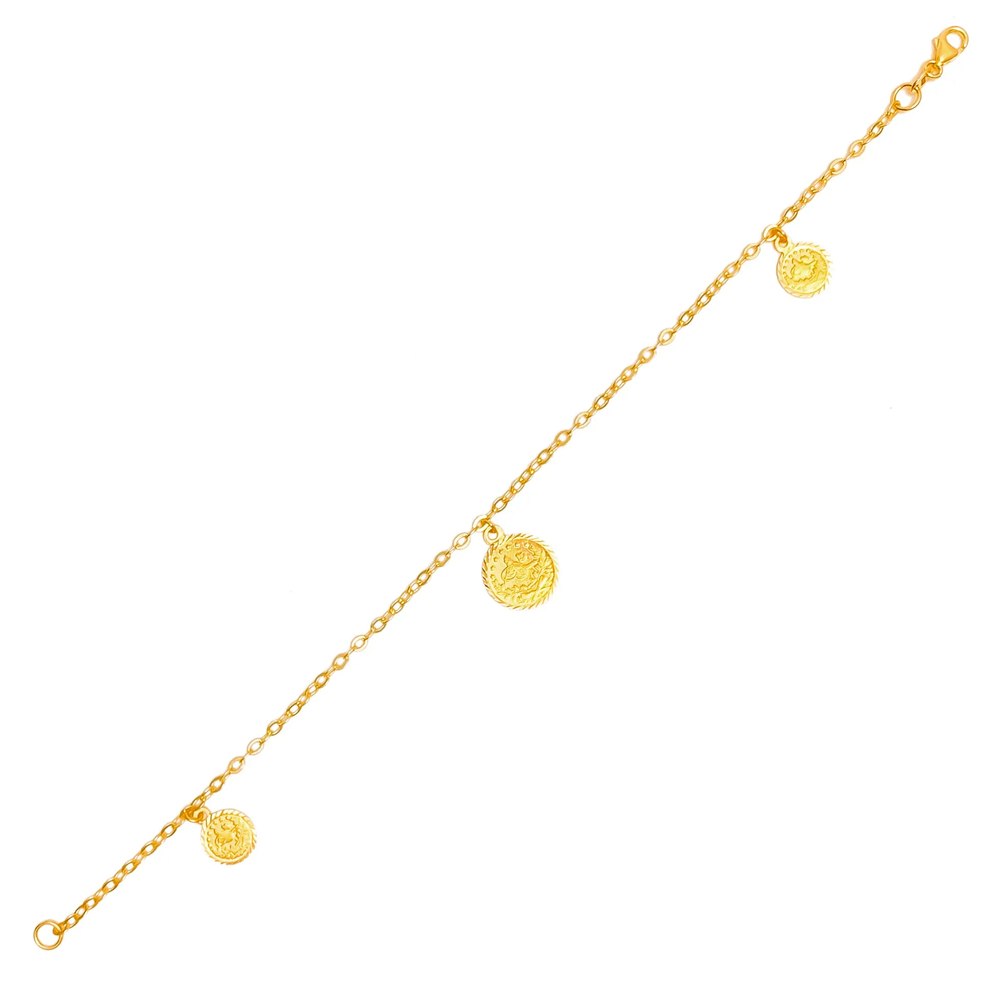 Rich Vibrant 21k Gold Coin Bracelet