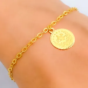 Rich Vibrant 21k Gold Coin Bracelet