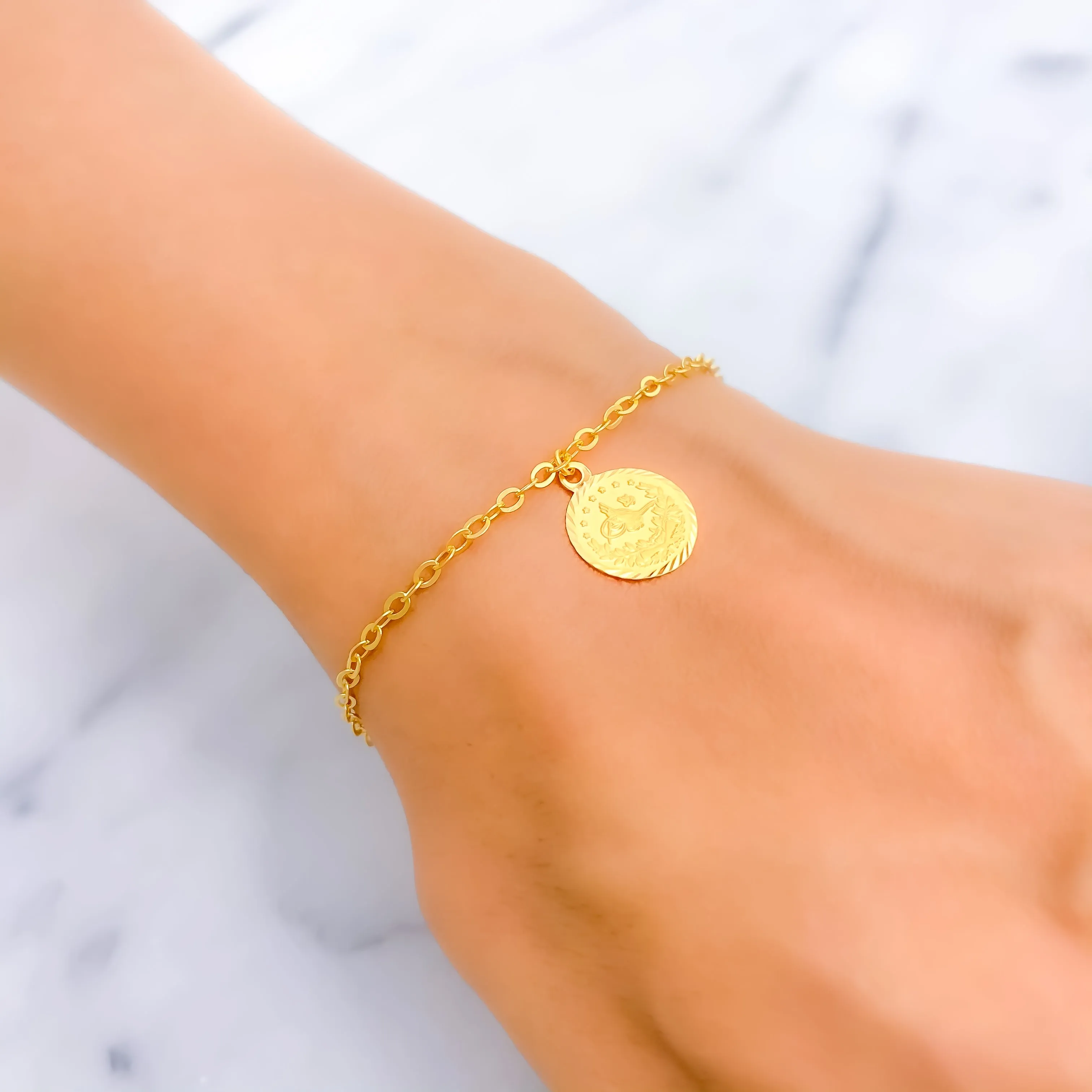 Rich Vibrant 21k Gold Coin Bracelet