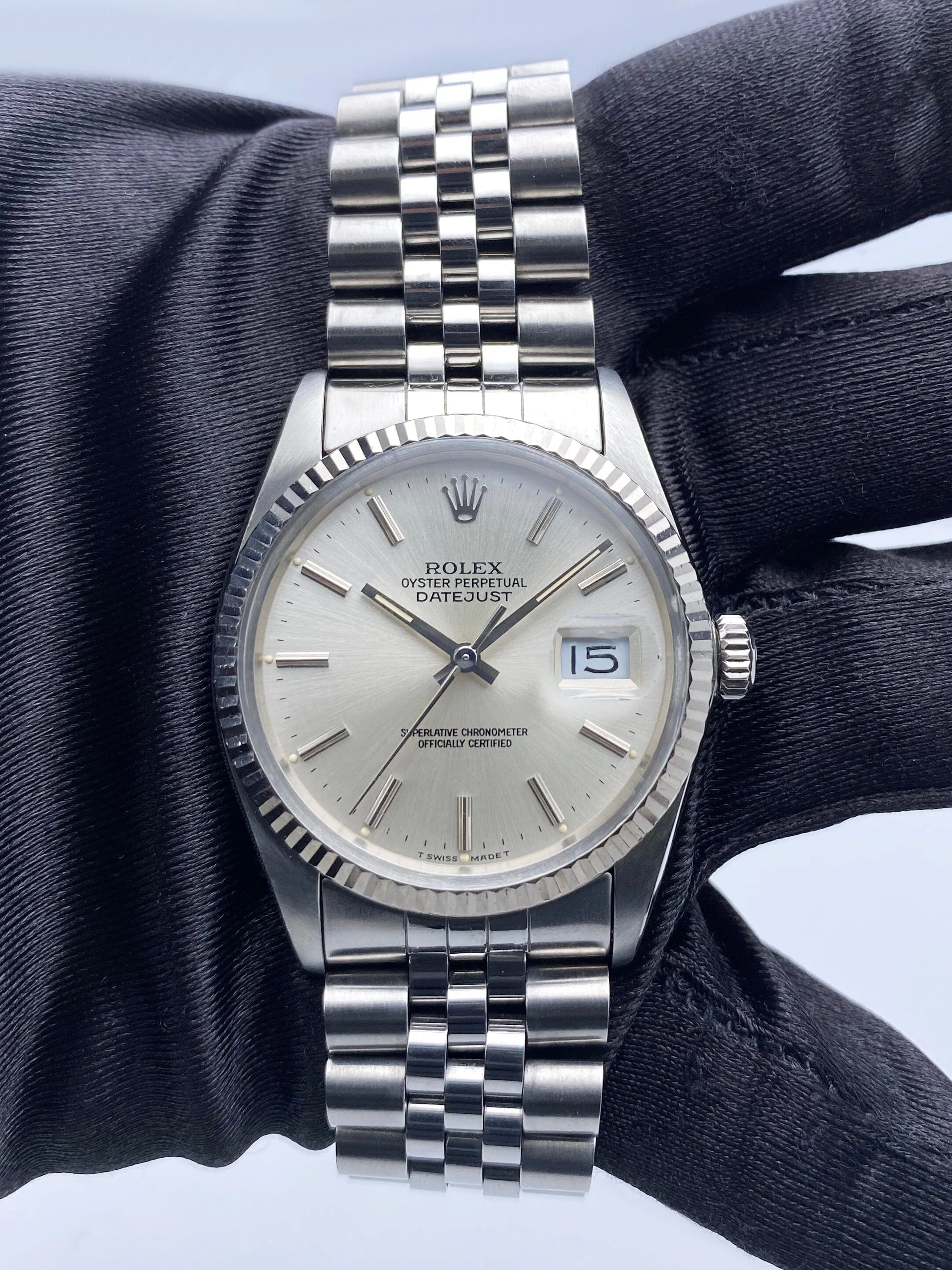 Rolex Datejust 16014 Silver Dial Mens Watch Box Papers