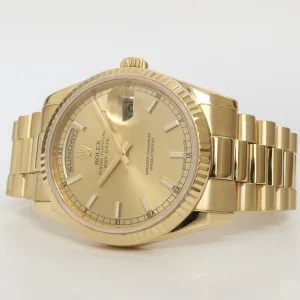 Rolex Day-Date "President" Gold Dial 36MM 18Kt Yellow Gold Automatic 118238