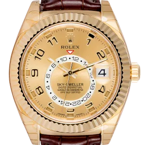 Rolex Sky-Dweller 18ct Yellow Gold Champagne/Arab Leather Strap 326138