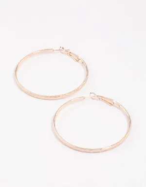 Rose Gold Basic Textured Hoop Earrings