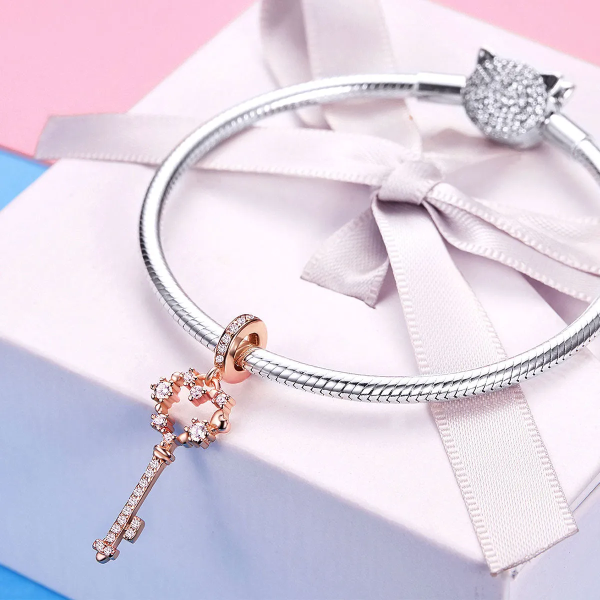 Rose Gold Key Dangle Charm