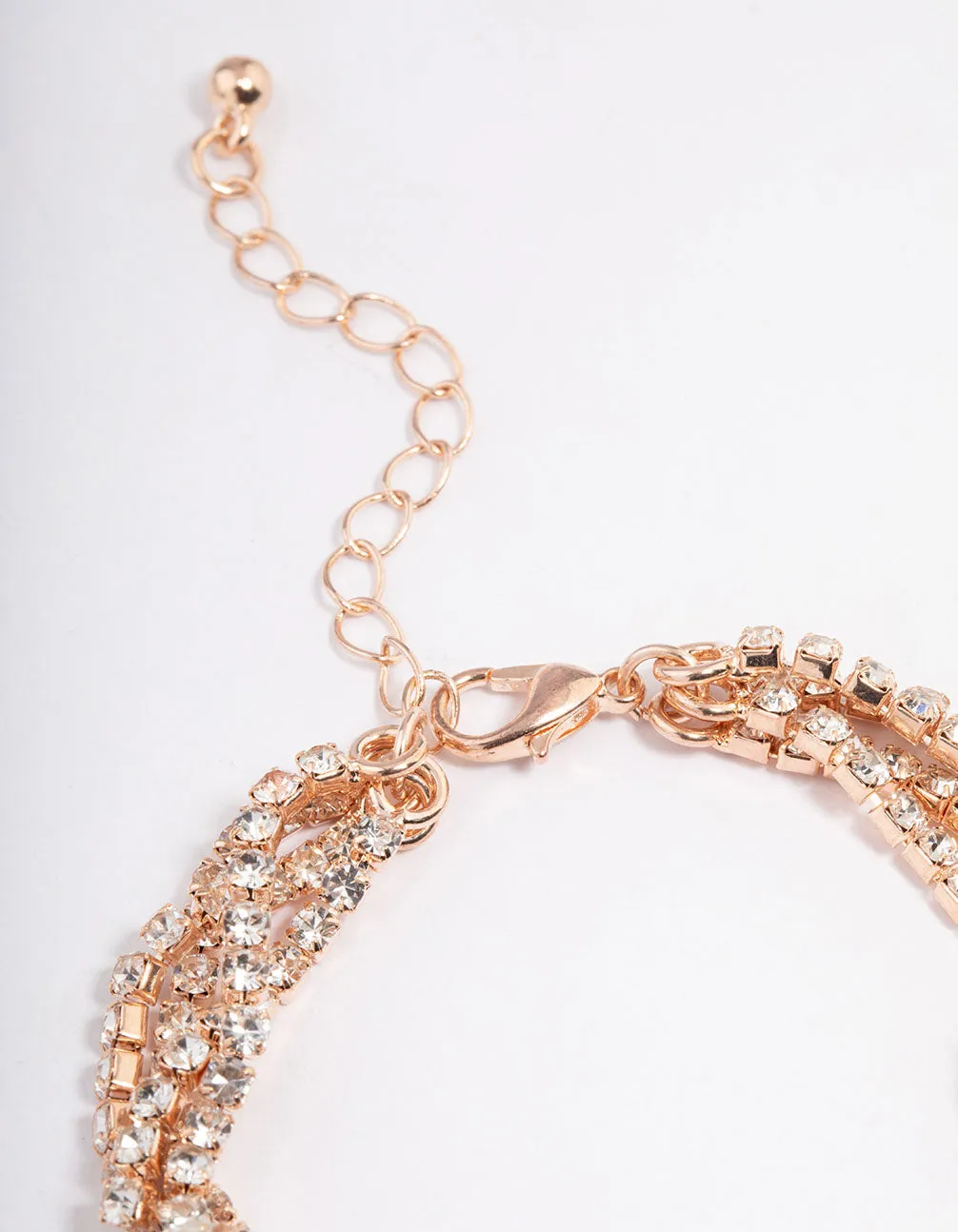 Rose Gold Layered Cup Chain Pearl Station Bracelet