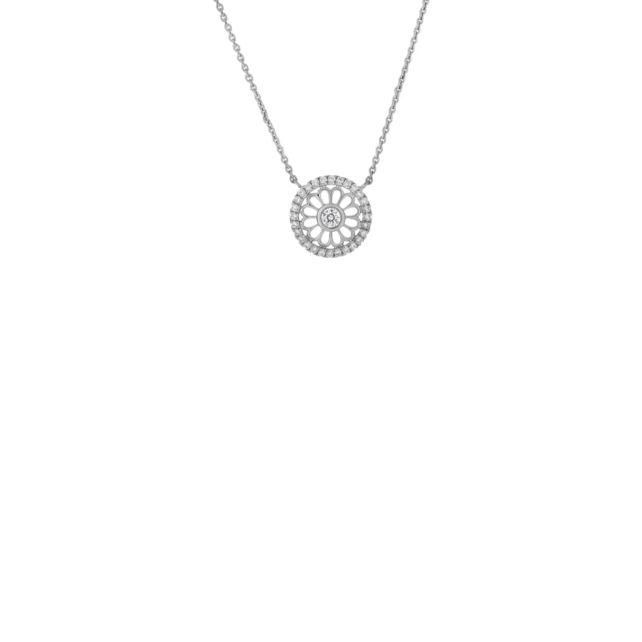 Rosette 18K White Gold Pendant
