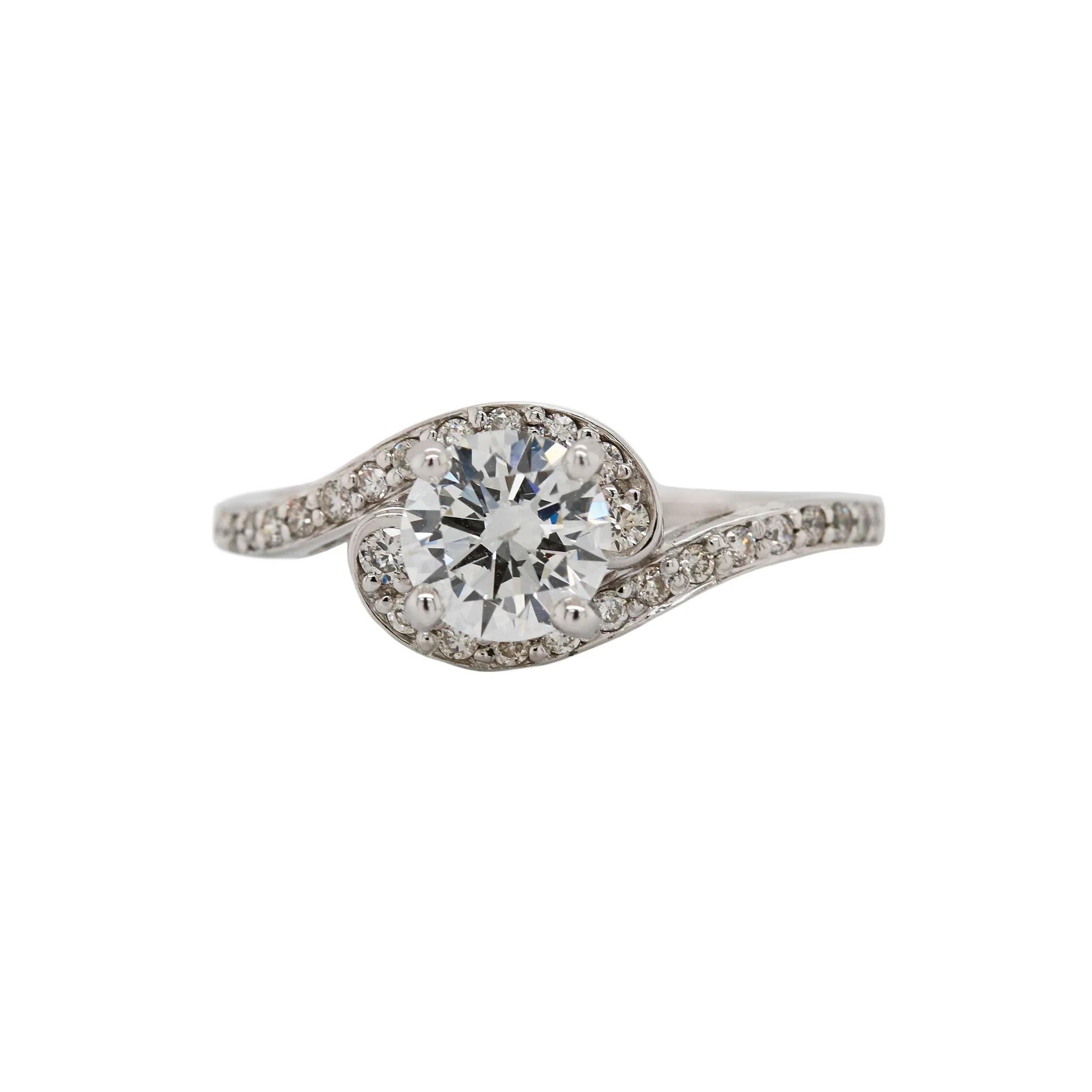 Round Brilliant Cut Diamond Bypass Swirl Ring
